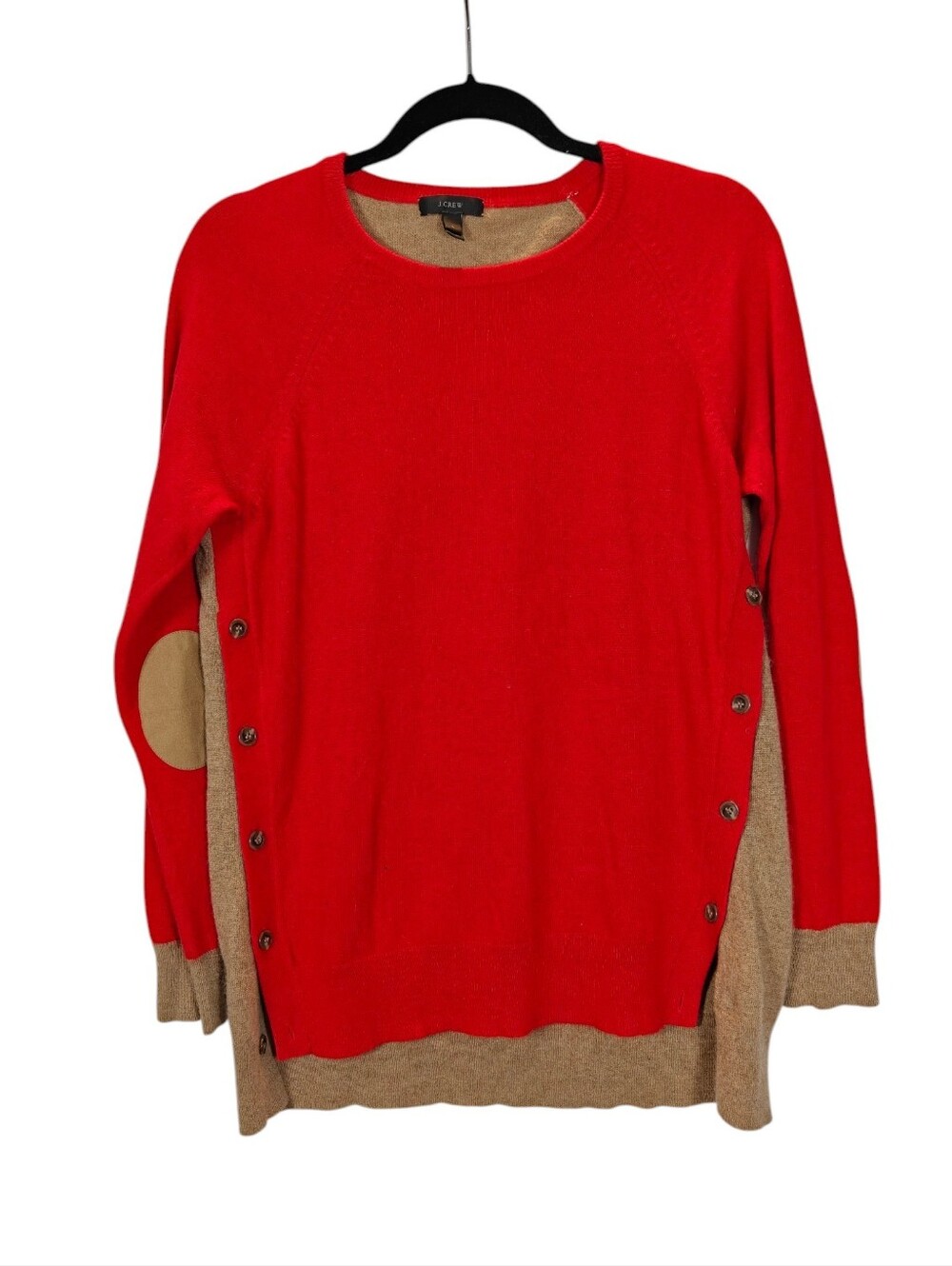 J.Crew Factory Side-Button Elbow-Patch Sweater Women's Red Layered Size Large